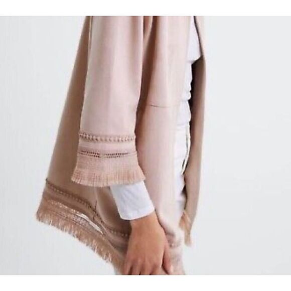 Zara Womens Dusty Pink Faux Suede Fringe Jacket Size XS - Picture 8 of 10